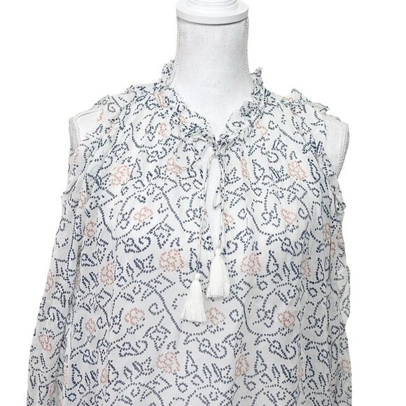 Ulla Johnson NWT Dunia Cold Shoulder Blouse Silk Floral White Women’s Size 0 - Picture 3 of 14